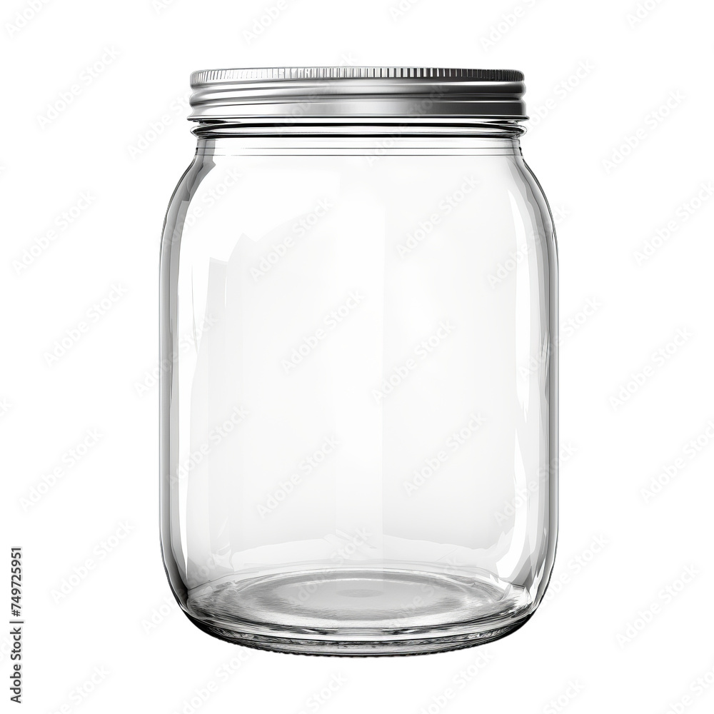 A blank glass canning jar isolated on transparent background, png