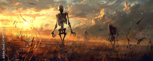 Halloween banner halloween background skeleton walking banner skeleton background skeleton wallpaper walking skeleton