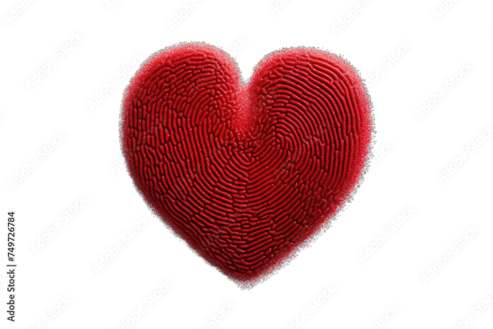 A fingerprint heart shape with room for a person