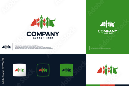 bull and bear logo ,finance , investment , logo design template.