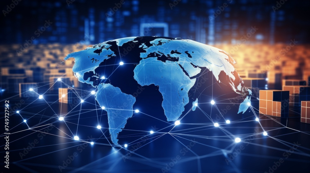 Logistics international delivery concept, World map with logistic network distribution on background.background for Concept of fast or instant shipping, Online goods orders worldwide Logistics international delivery concept, World map with logistic network distribution on background.background for Concept of fast or instant shipping, Online goods orders worldwide