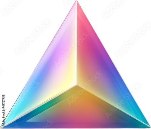 holographic shape of triangle tag isolated on white or transparent background,transparency 