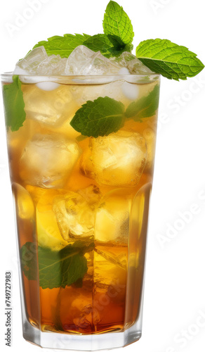 glass of mint tea isolated on white or transparent background,transparency 