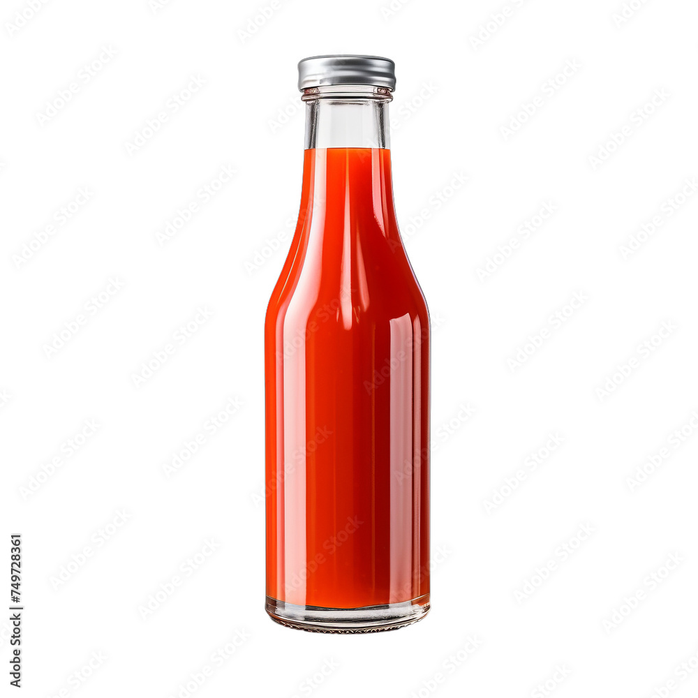 A blank glass hot sauce bottle isolated on transparent background, png A blank glass hot sauce bottle isolated on transparent background, png