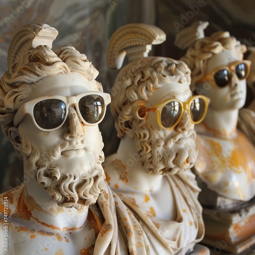 Modern Stylish Sunglasses on Ancient Greek Statues © Jammy