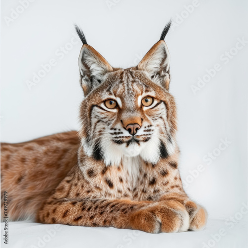 Eurasian Lynx isolated on white background © KirKam