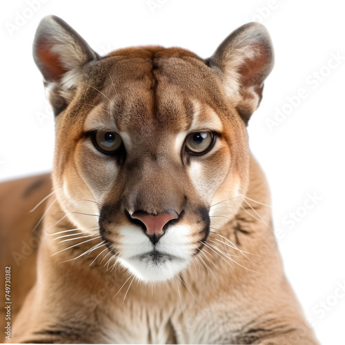 Puma concolor in front of a white background