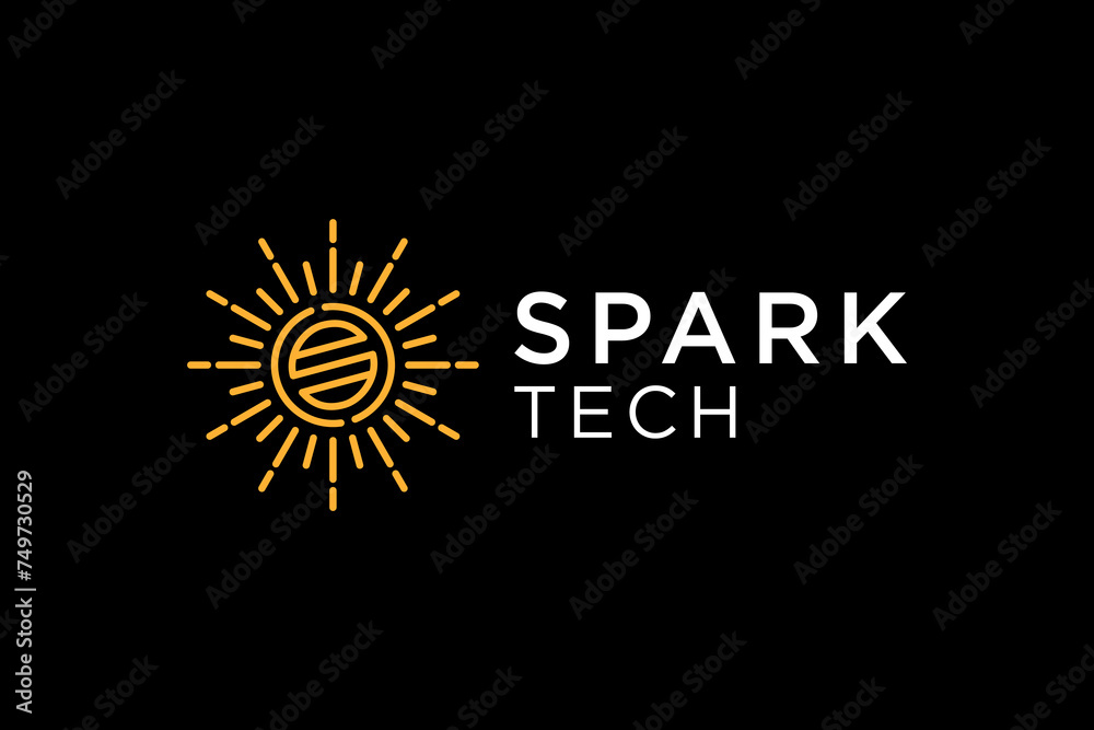 Naklejka premium Spark light power technology modern logo design.