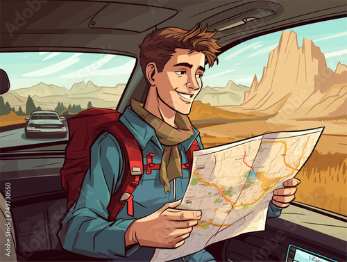 man looking the map
