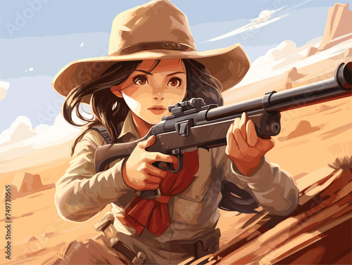 cowboy girl shooting a gun