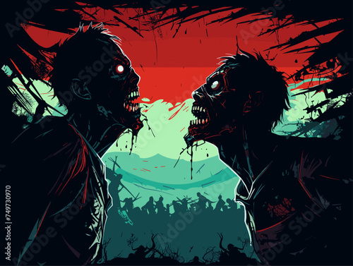 zombie were facing each other