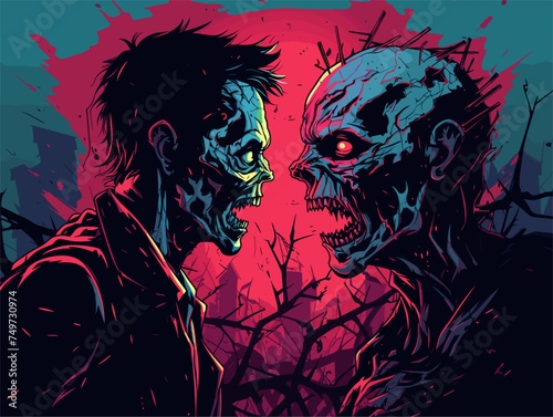 zombie were facing each other