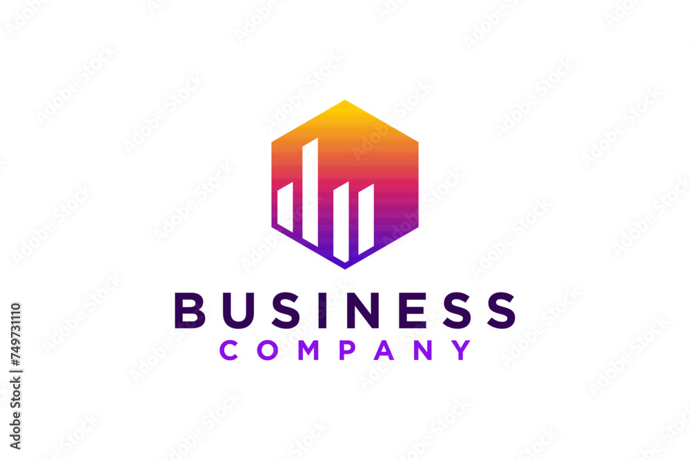 Hexagon shape logo design business industry technology company. Hexagon shape logo design business industry technology company.