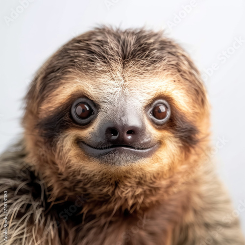 Happy Sloth isolated on white background © KirKam
