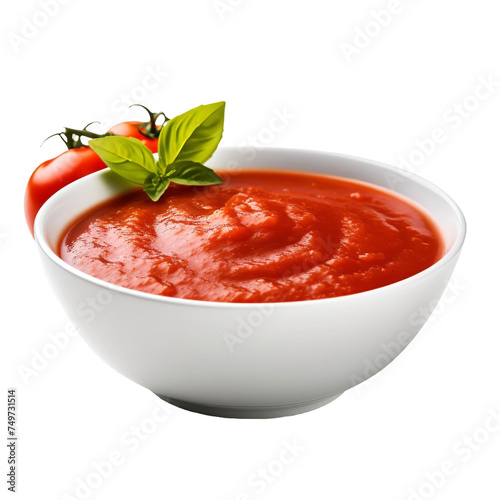 Tasty Tangy Tomato Sauce isolated on white background 
