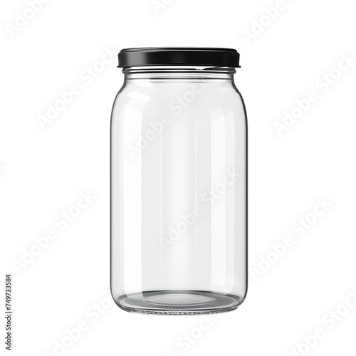 A blank glass jar with a metal lid and rubber gasket isolated on transparent background, png