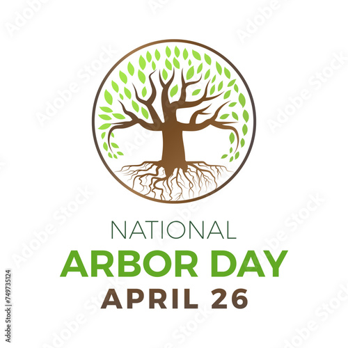 National Arbor Day celebrated every year of April 26, Vector banner, flyer, poster and social medial template design.