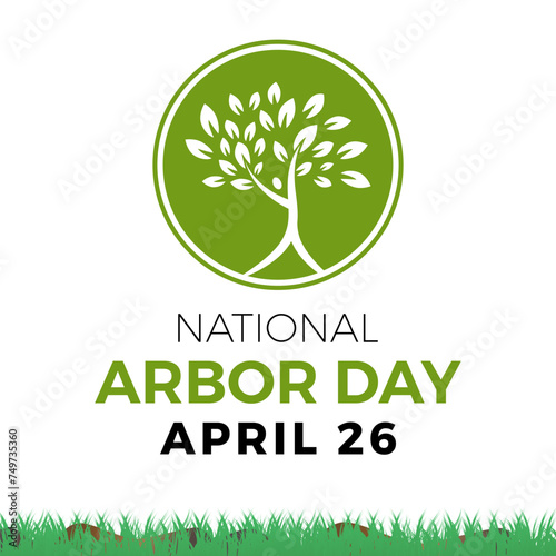 National Arbor Day celebrated every year of April 26, Vector banner, flyer, poster and social medial template design.