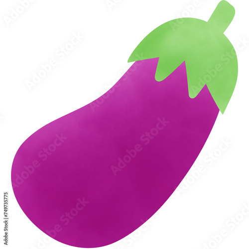 Illustration of a watercolor eggplant isolated on png or transparent background