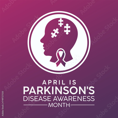 National Parkinson's Disease Awareness Month Observed every year of April, Vector banner, flyer, poster and social medial template design.