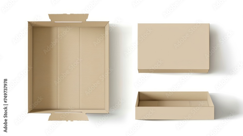 Two blank packaging boxes - open and closed mockup, isolated on white ...