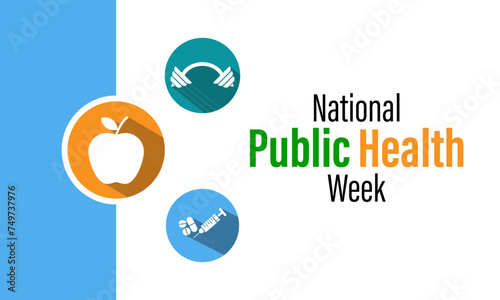 National Public Health Week Observed every year of April 1 to April 7, Vector banner, flyer, poster and social medial template design.