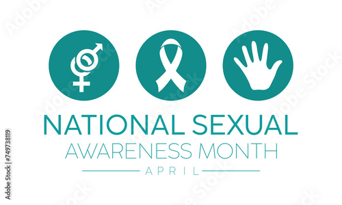 National Sexual Assault Awareness Month Observed every year of April, Vector banner, flyer, poster and social medial template design. photo