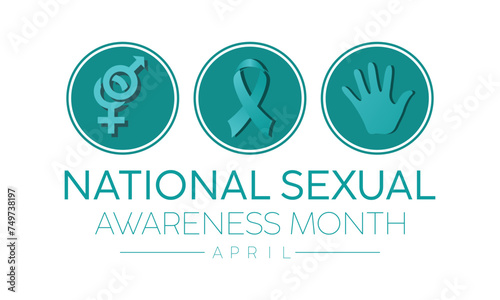 National Sexual Assault Awareness Month Observed every year of April, Vector banner, flyer, poster and social medial template design.