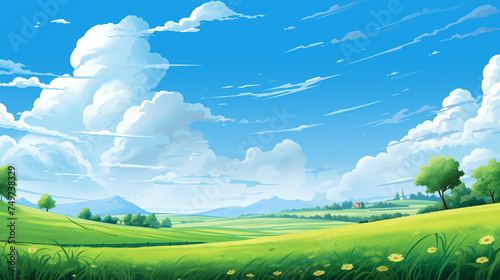 landscape with grass and clouds
