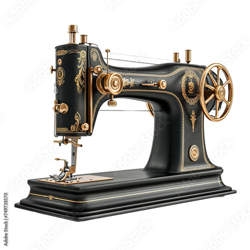 Magnificent Vintage Sewing Machine isolated on white background