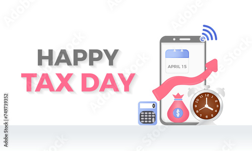 Tax Day celebrated every year of April 15th, Vector banner, flyer, poster and social medial template design.