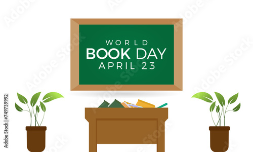 World Book Day celebrated every year of April 23, Vector banner, flyer, poster and social medial template design.