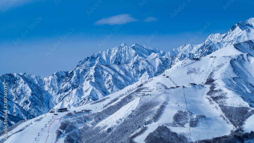 冬の白馬村 冠雪した北アルプス 冬の白馬村 冠雪した北アルプス
