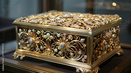 golden jewelry box. generative ai  © Malaika
