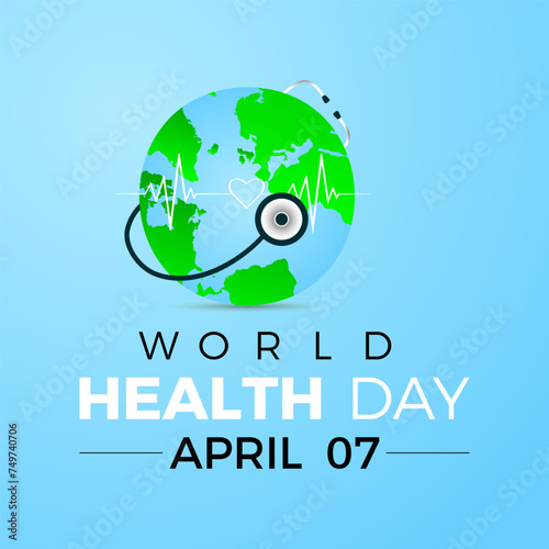 World Health Day Observed every year of April 7, Vector banner, flyer, poster and social medial template design.