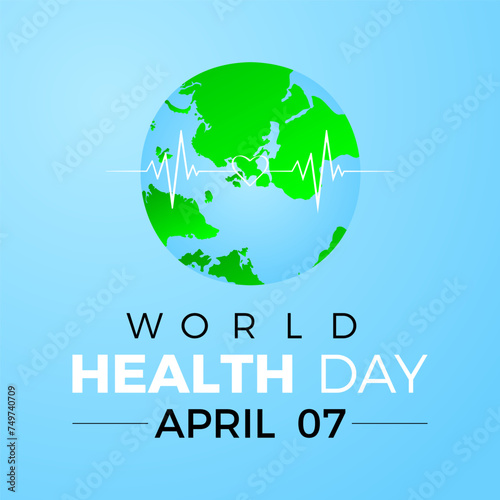 World Health Day Observed every year of April 7, Vector banner, flyer, poster and social medial template design.