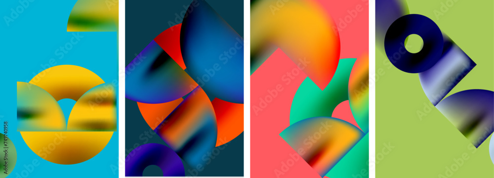 Circles and triangles with bright colorful gradient colors. Vector illustration For Wallpaper, Banner, Background, Card, Book Illustration