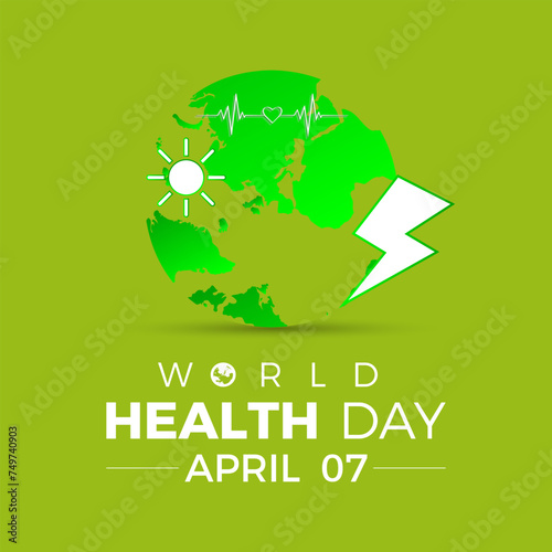 World Health Day Observed every year of April 7, Vector banner, flyer, poster and social medial template design.