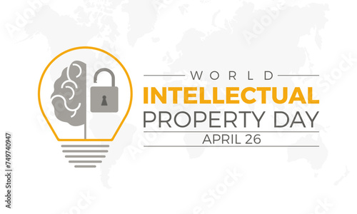 World Intellectual Property Day Observed every year of April 26, Vector banner, flyer, poster and social medial template design.