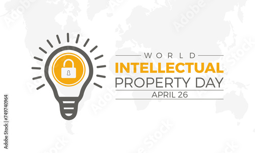 World Intellectual Property Day Observed every year of April 26, Vector banner, flyer, poster and social medial template design.