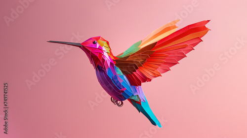 A vibrant paper craft hummingbird