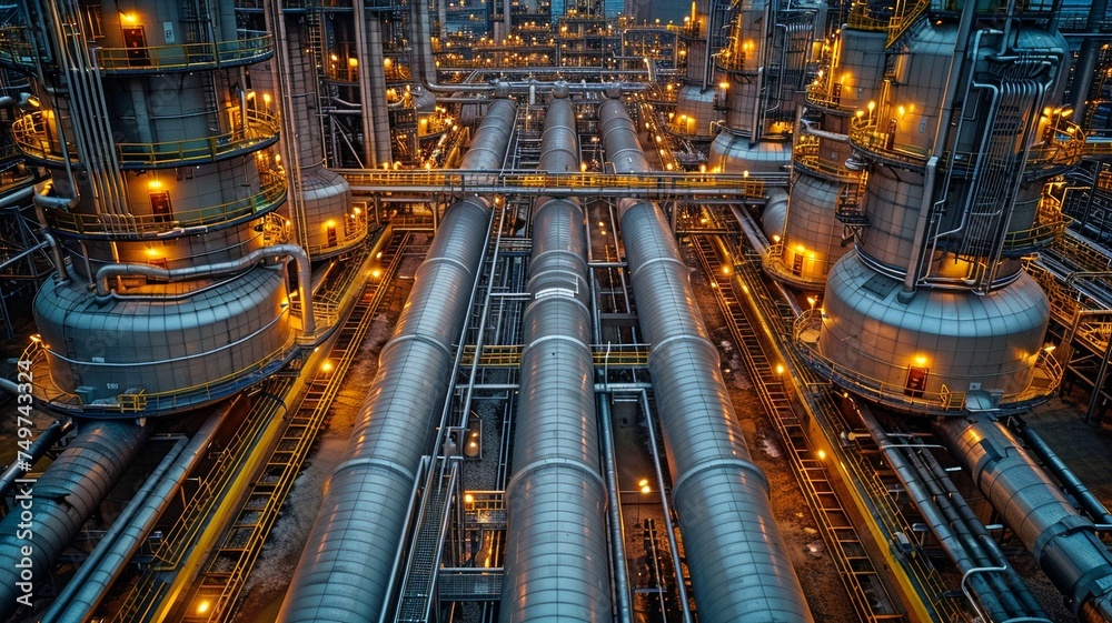 Steel pipelines, equipment in petrochemical plants, and industrial zone