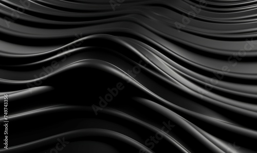 Beautiful silk satin luxury cloth with drapery and wavy folds background of black silk satin material texture.Abstract 3D luxurious fabric background