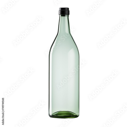 A blank glass wine bottle isolated on transparent background, png