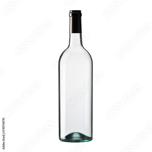 A blank glass wine bottle isolated on transparent background, png