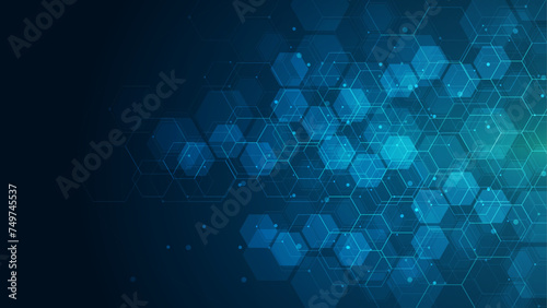 Abstract cube hexagon shape background. Digital technology concept
