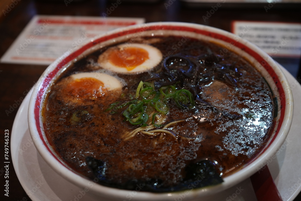 Japanese Food, Tonkotsu Ramen Noodles in Japan - 日本 九州 とんこつラーメン Japanese Food, Tonkotsu Ramen Noodles in Japan - 日本 九州 とんこつラーメン