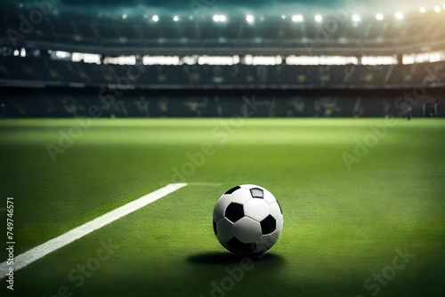ball on the green field in soccer stadium. ready for game in the midfield © Nazir