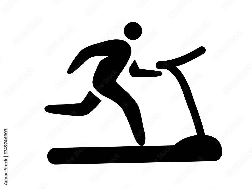 Man running on a treadmill icon. Vector illustration isolated on white background. Man running on a treadmill icon. Vector illustration isolated on white background.