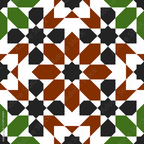 Seamless geometric pattern in arabic style Zellij 